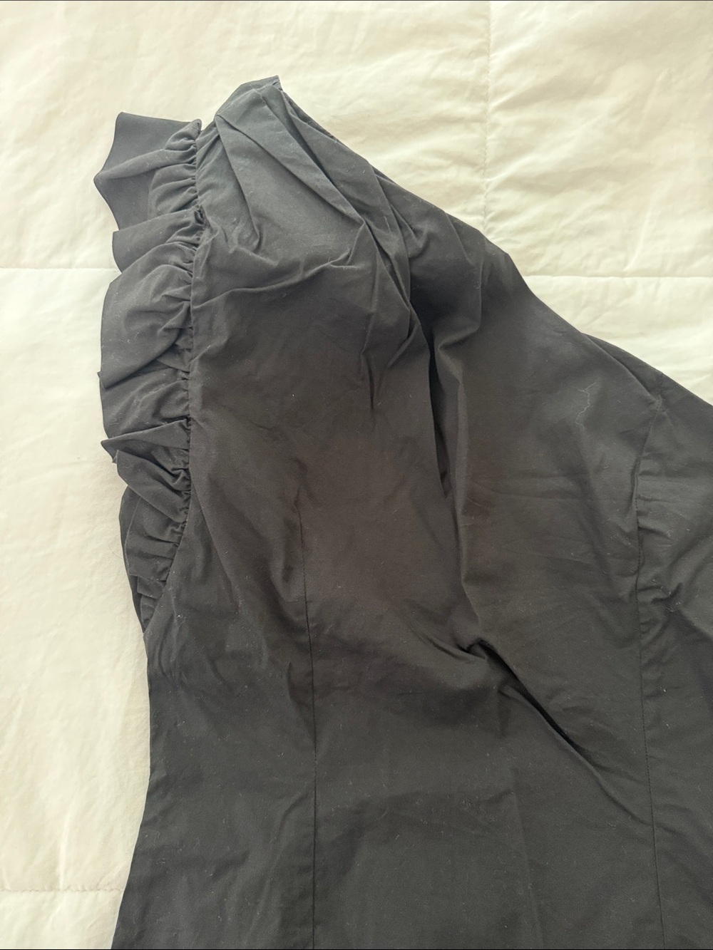 Black One-Shoulder Ruffle One-Piece - Picture 2 of 2